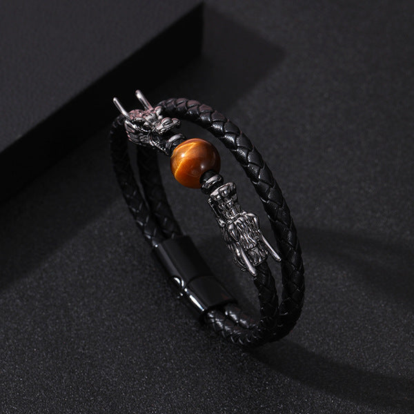 Chinese Loong Personality Double-layer Hand Woven Bracelet