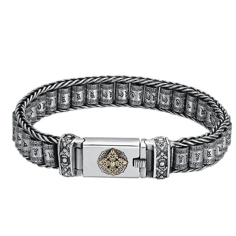 925 Silver Buddha Mantra Scripture Bracelet