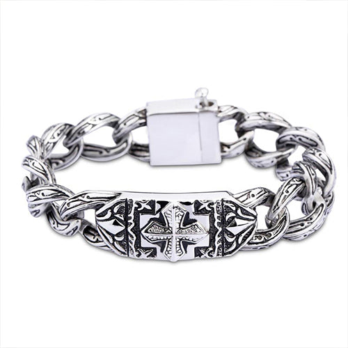 925 Sliver Vintage Cross Thread Bracelet