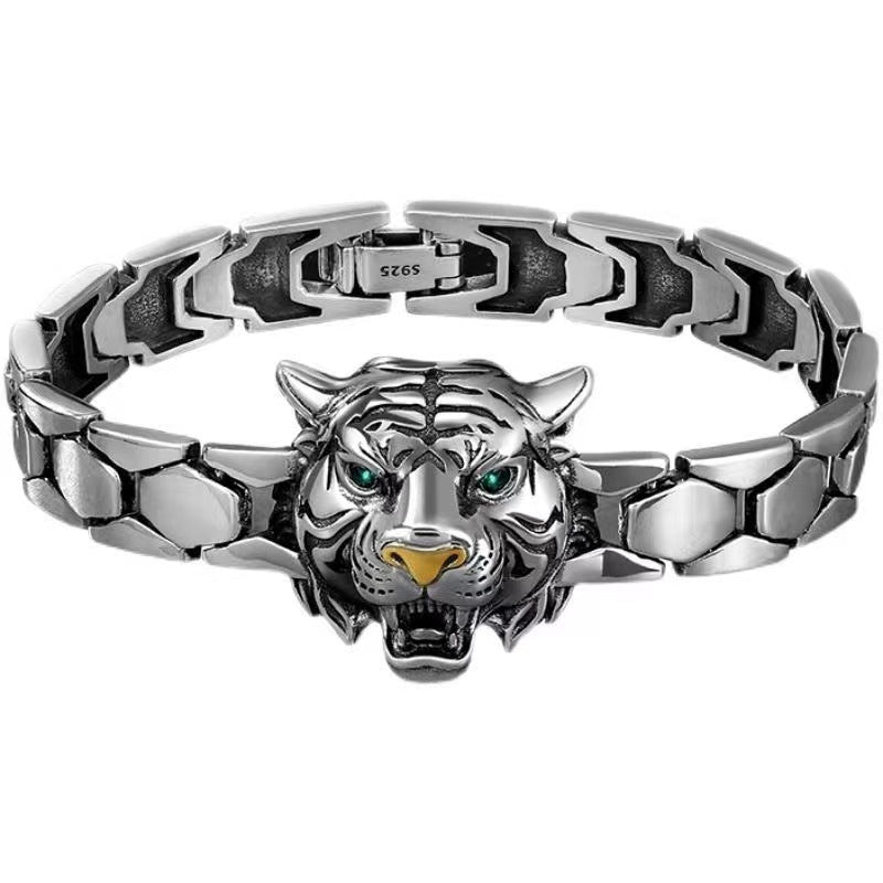925 Silver Tiger Head Vintage Bracelet