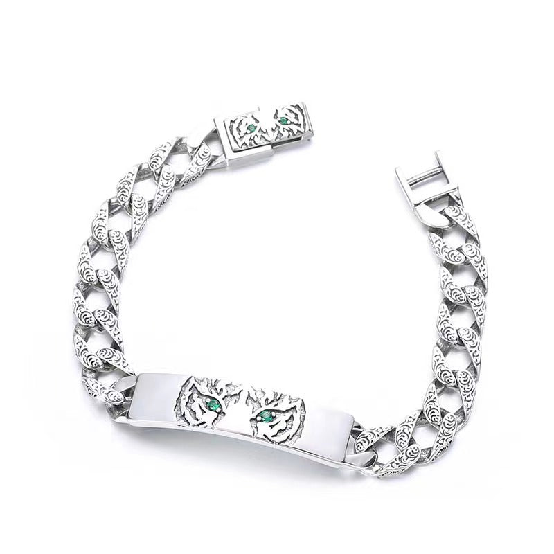 925 Silver Papas Tiger Year Couple Bracelet Fashion Punk Bracelet