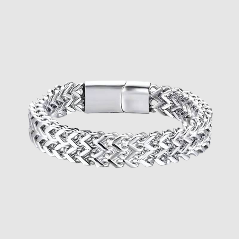 Men's stainless steel double layer wide chain fashion neutral titanium steel thick bracelet