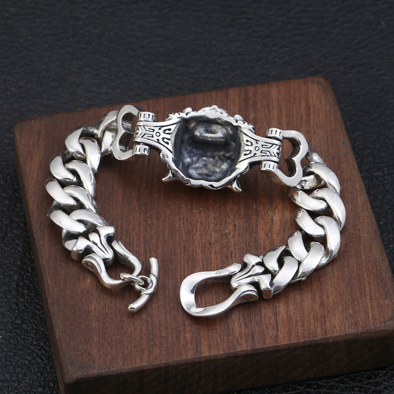 925 Silver retro creative tiger head bracelet