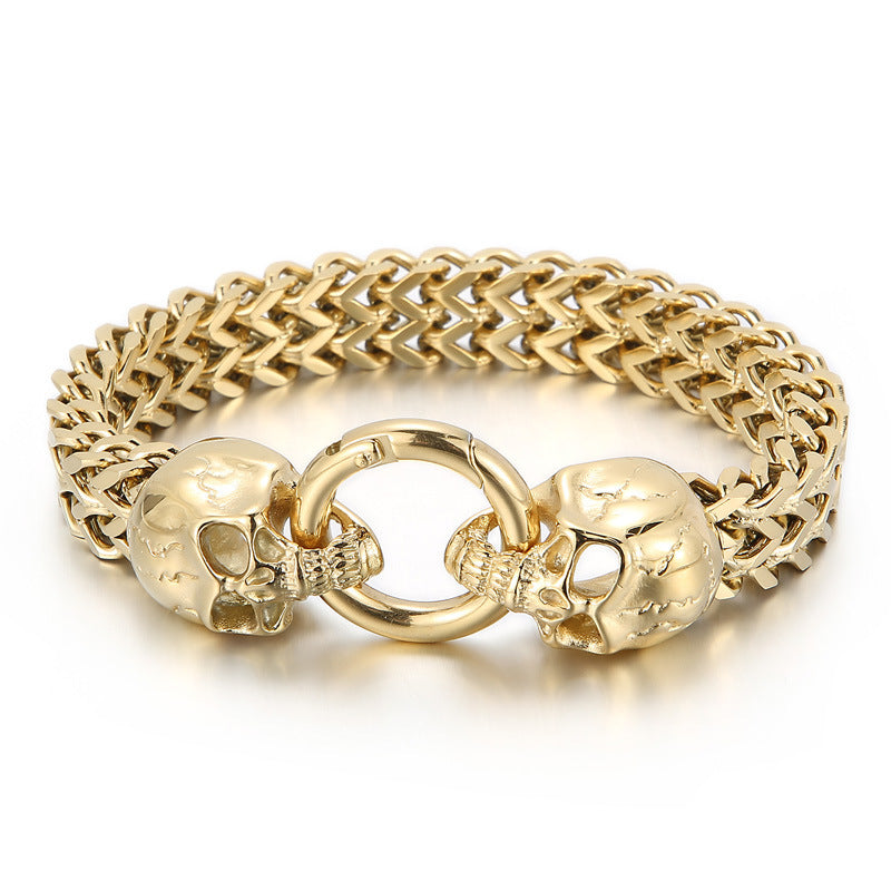 925 Silver Punk Skull Head Bracelet