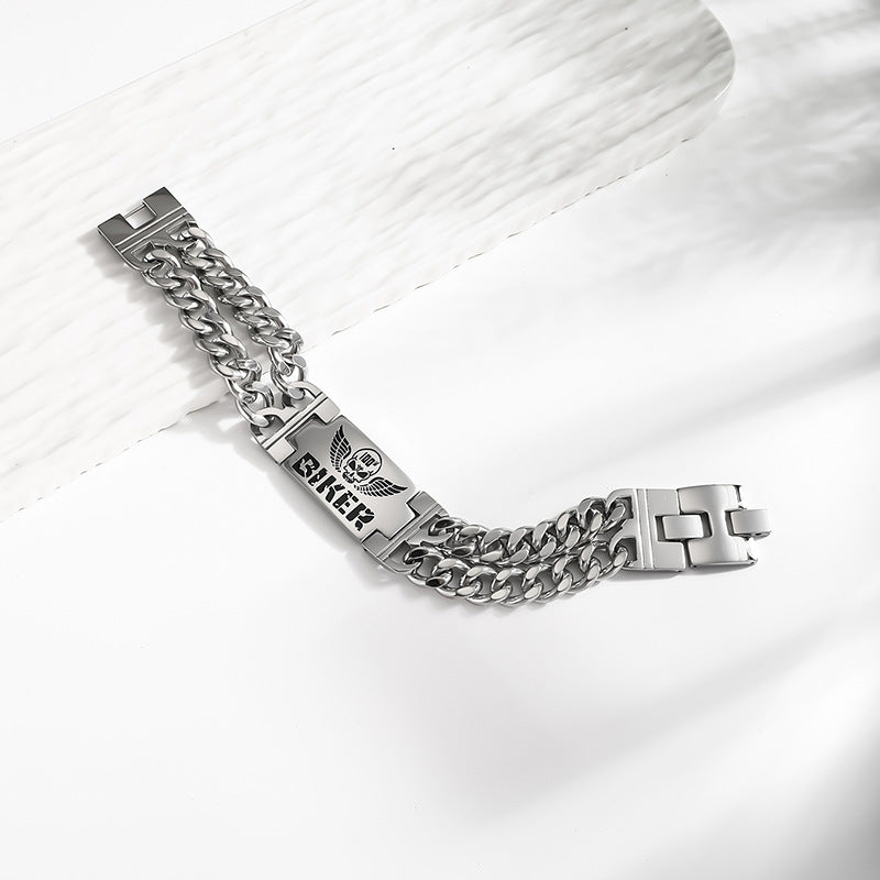 Silver Lettering Plain Bracelet