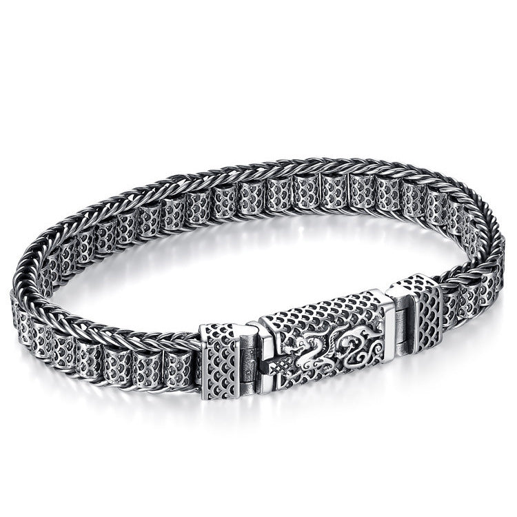 925 Silver Handmade Creative Color Dragon Scale Passepartout Prayer Wheel Bracelet