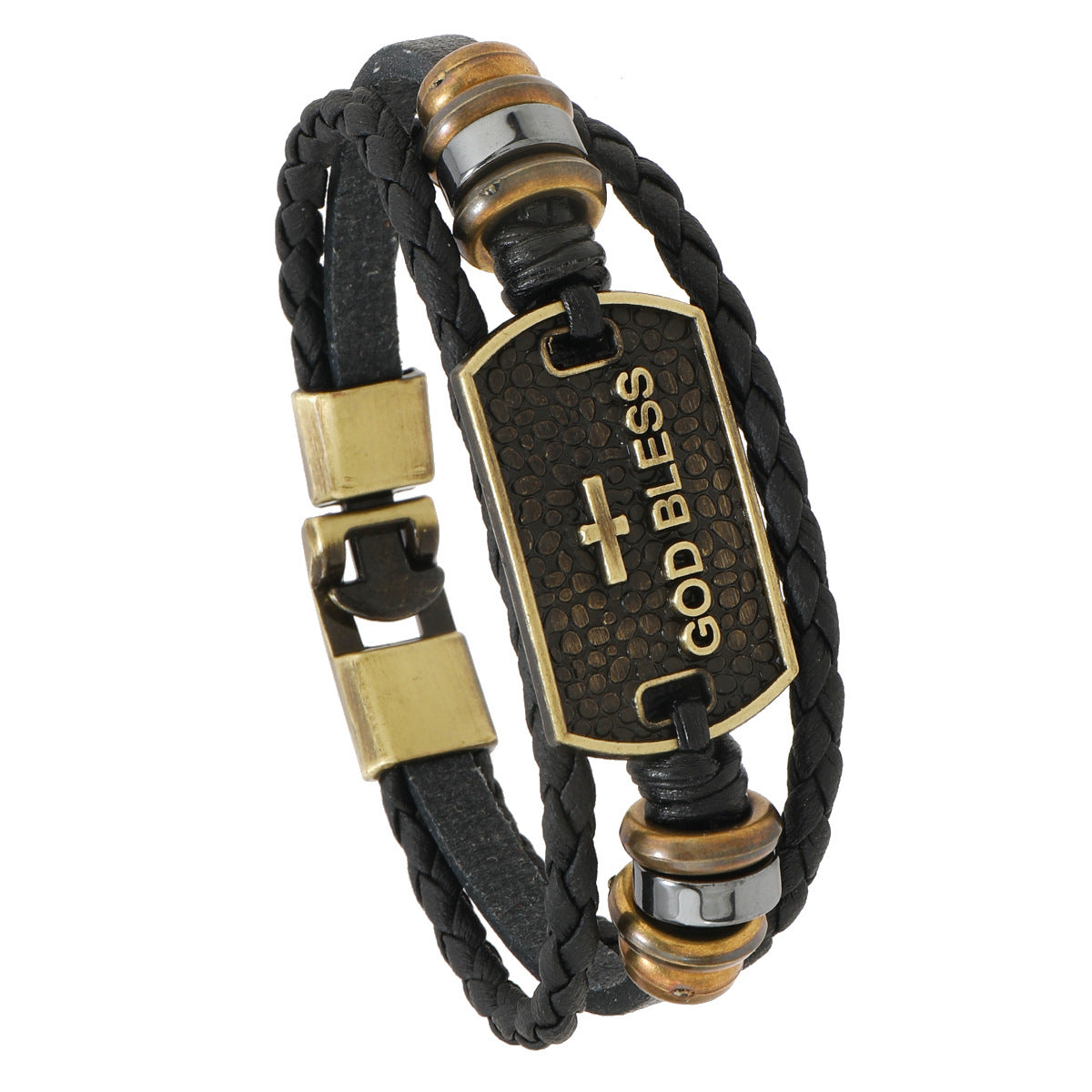 Men's Leather God Blessings Bracelet