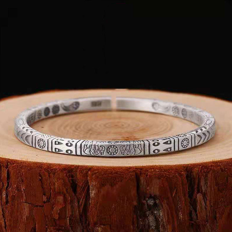 Bracelet Vintage Solid Couple Hand Chain Ancient Simple Style Handmade Solid Opening Live Bangle