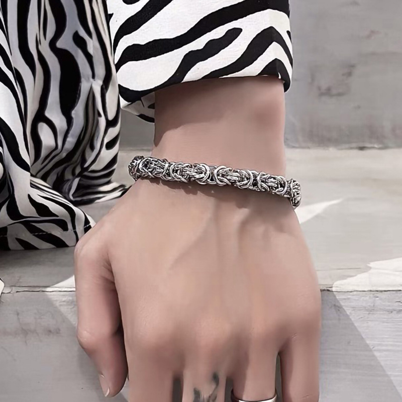 925 Silver Titanium steel woven bracelet for men's hand ornaments