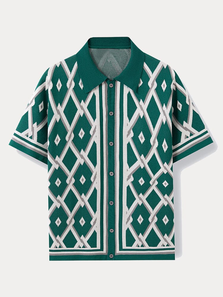 Vintage-Inspired Geometric Knit Shirt