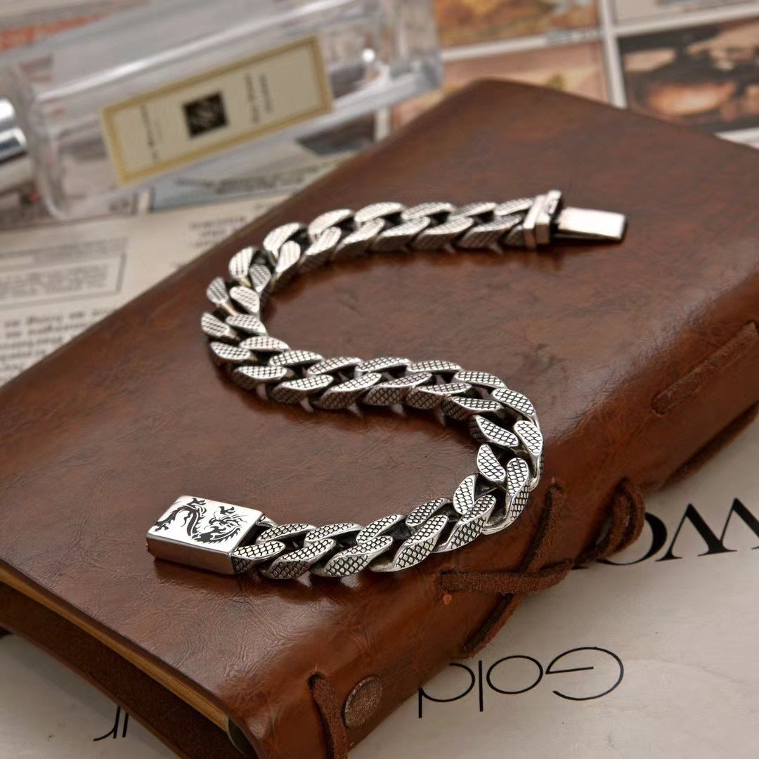 925 Silver Chinese Dragon Cable Bracelet