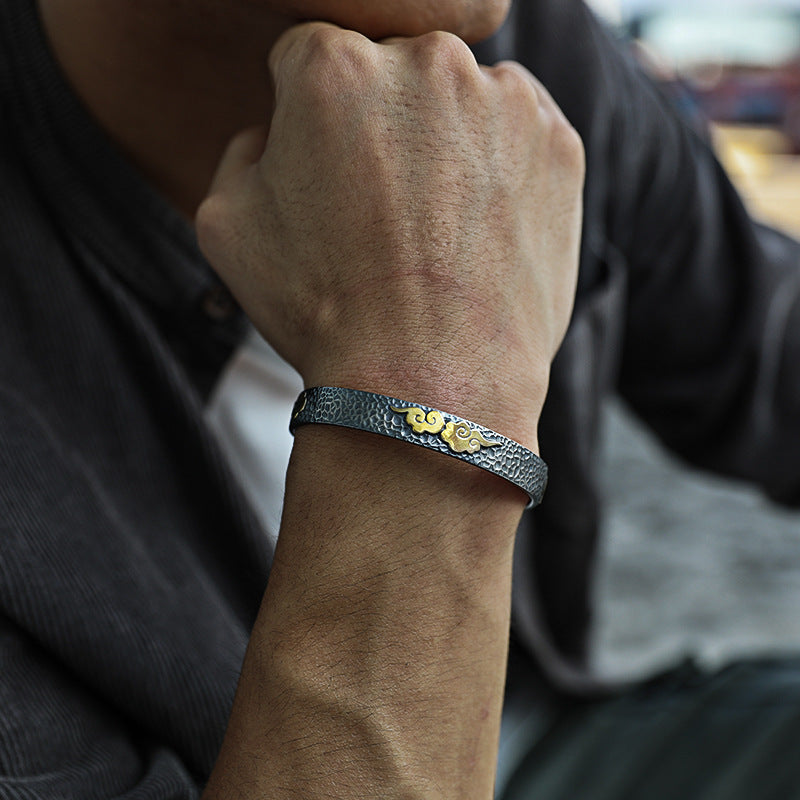 925 Silver Handmade Heart Sutra Retro Nezha Cloud Bracelet