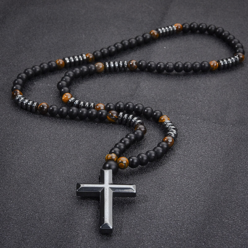 Ball Bead Cross Men's Necklace