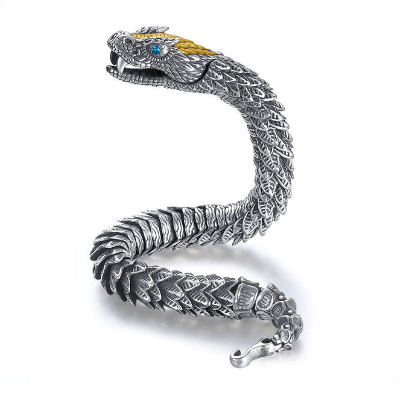 Silver Medusa Rattlesnake Domineering Bracelet