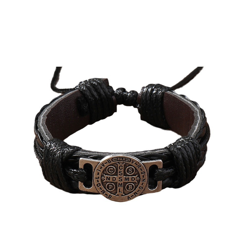 New Retro Men's Hand Woven Leather Bracelet