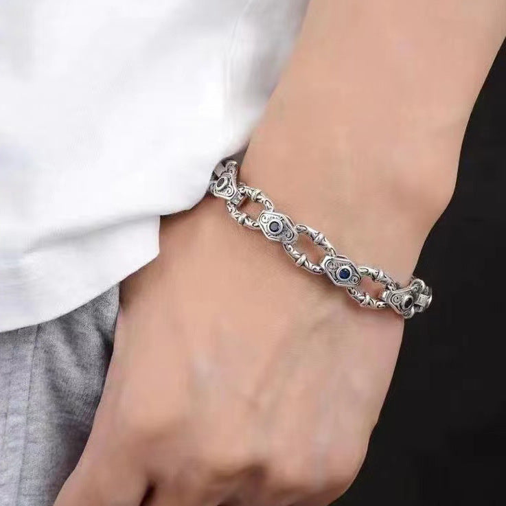 925 Silver Retro Vine Grass Pattern Bracelet