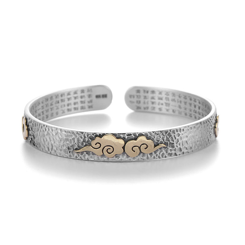 925 Silver Handmade Heart Sutra Retro Nezha Cloud Bracelet