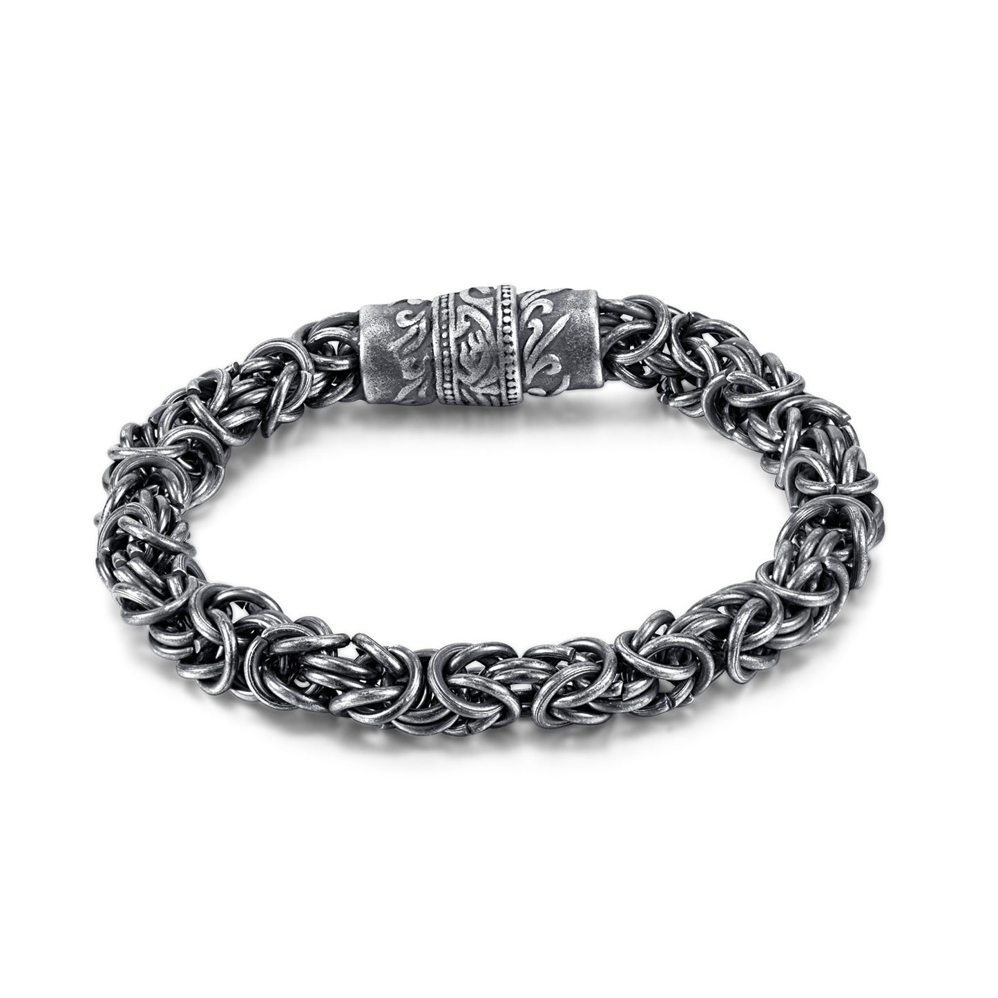 925 Silver Distressed Hip Hop Magnetic Bracelet