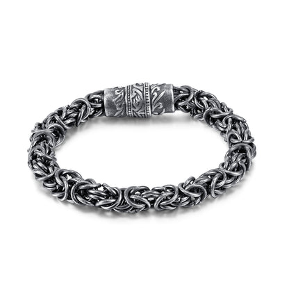 925 Silver Distressed Hip Hop Magnetic Bracelet