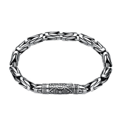 925 Silver Six Character Truth Vajra Pestle Bracelet