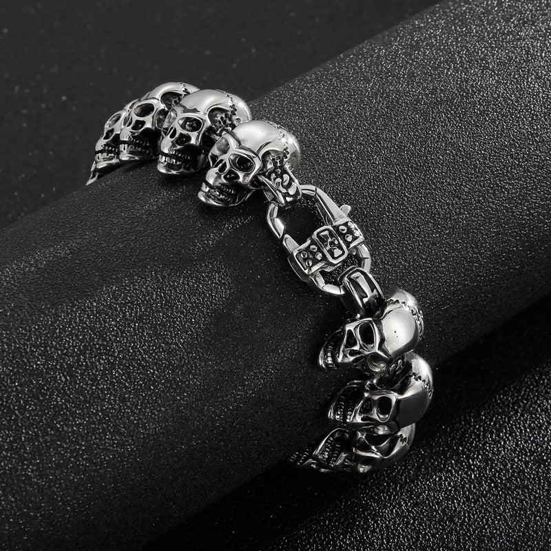 925 Silver Hip-hop Skull Bracelet