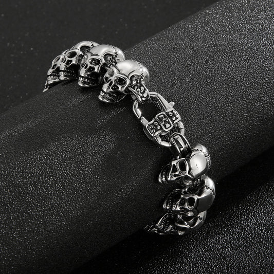 925 Silver Hip-hop Skull Bracelet