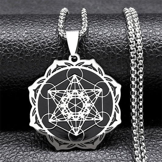 Retro Titanium Steel Disc Six-Pointed Star Pendant Men'S Fashion Necklace
