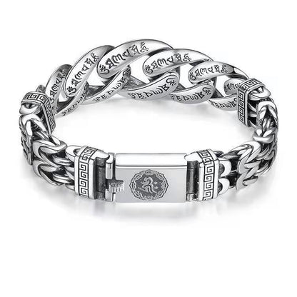 925 Silver Six-Character Mantra Peace Pattern Transit Retro Bracelet