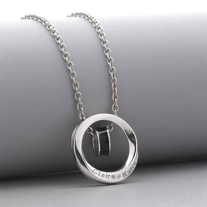 Personalized Double Ring Pendant Men'S Necklace
