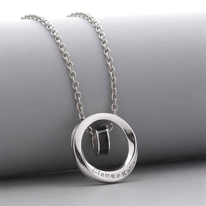 Personalized Double Ring Pendant Men'S Necklace