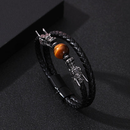 Chinese Loong Personality Double-layer Hand Woven Bracelet