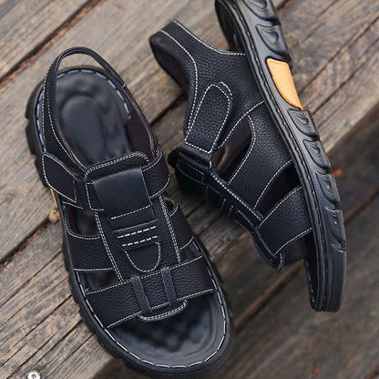 Cut Out Leather Sandals