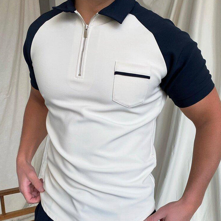 Color Matching Zipper Polo