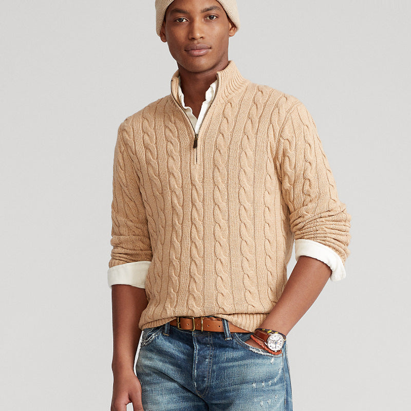 Solid Cable Knit Turtleneck Sweater