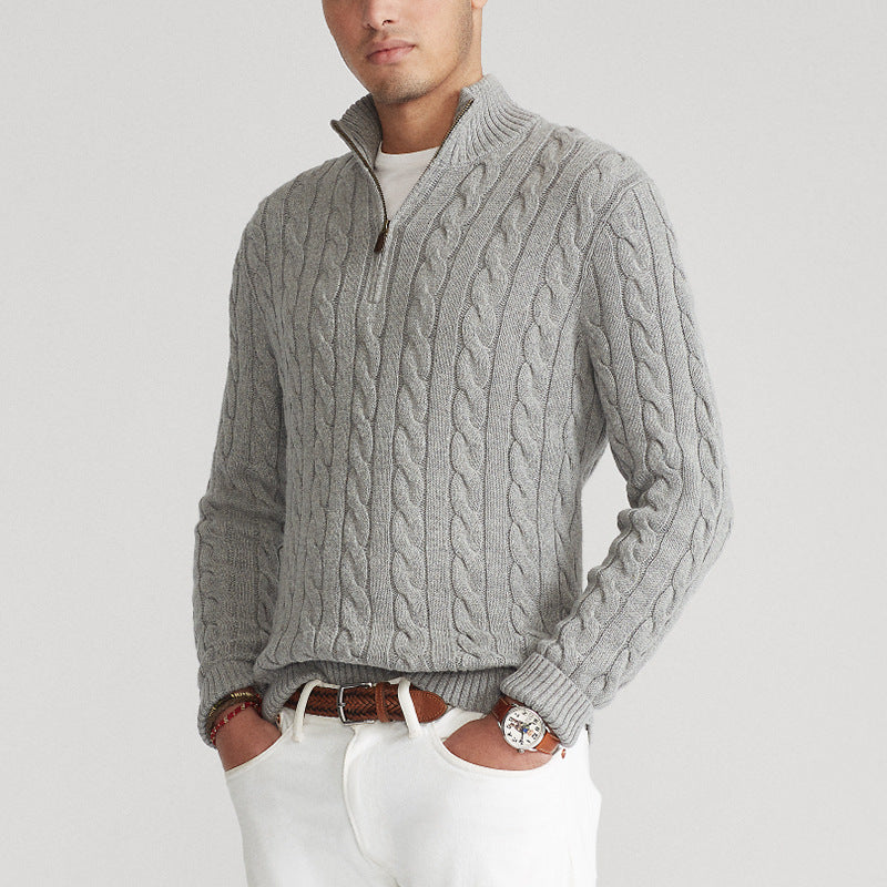 Solid Cable Knit Turtleneck Sweater