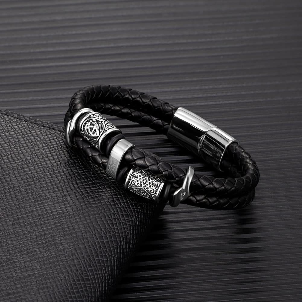 Celtic Knot And Viking Compass Stainless Steel Bracelet