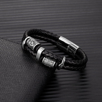 Celtic Knot And Viking Compass Stainless Steel Bracelet