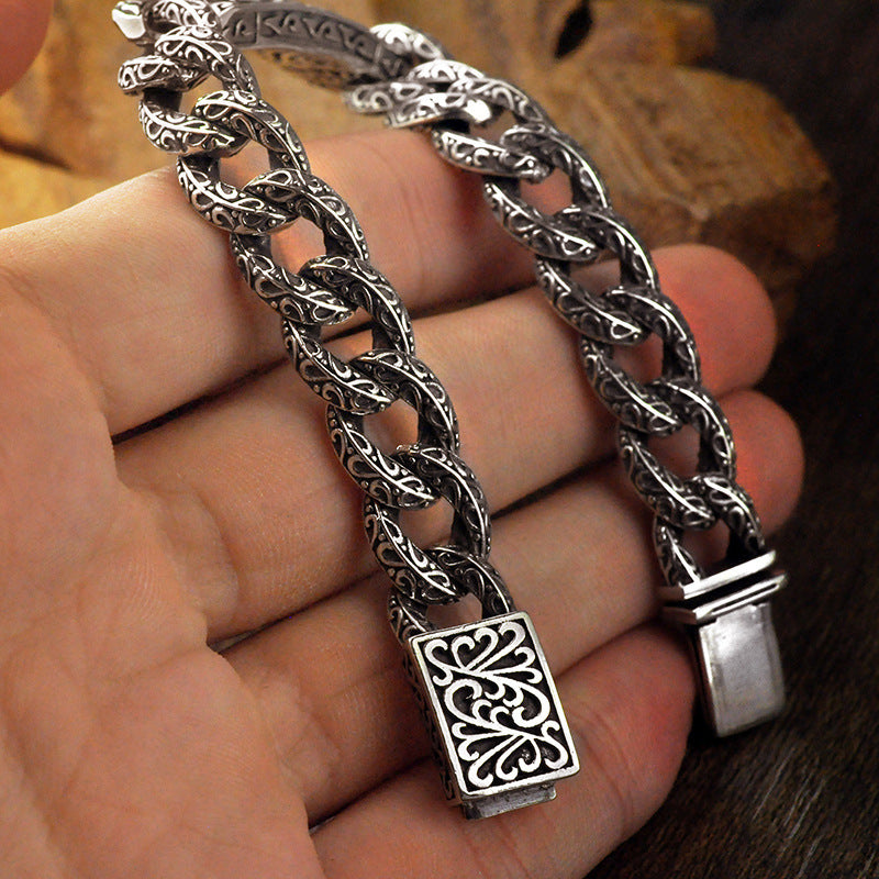 925 Silver retro auspicious rattan bolt bracelet