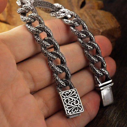 925 Silver retro auspicious rattan bolt bracelet