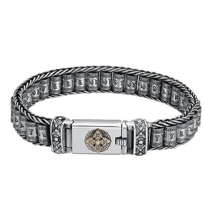 925 Silver Buddha Mantra Scripture Bracelet