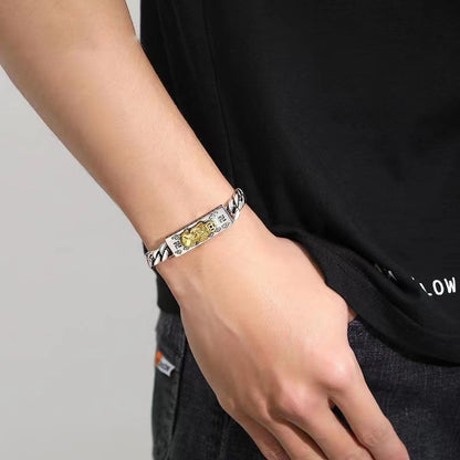 925 Silver Six-Character Mantra Pixiu Bracelet