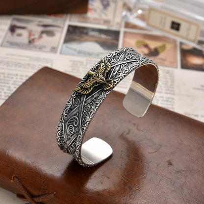Eagle Retro Tang Grass Pattern Winged Open Bracelet