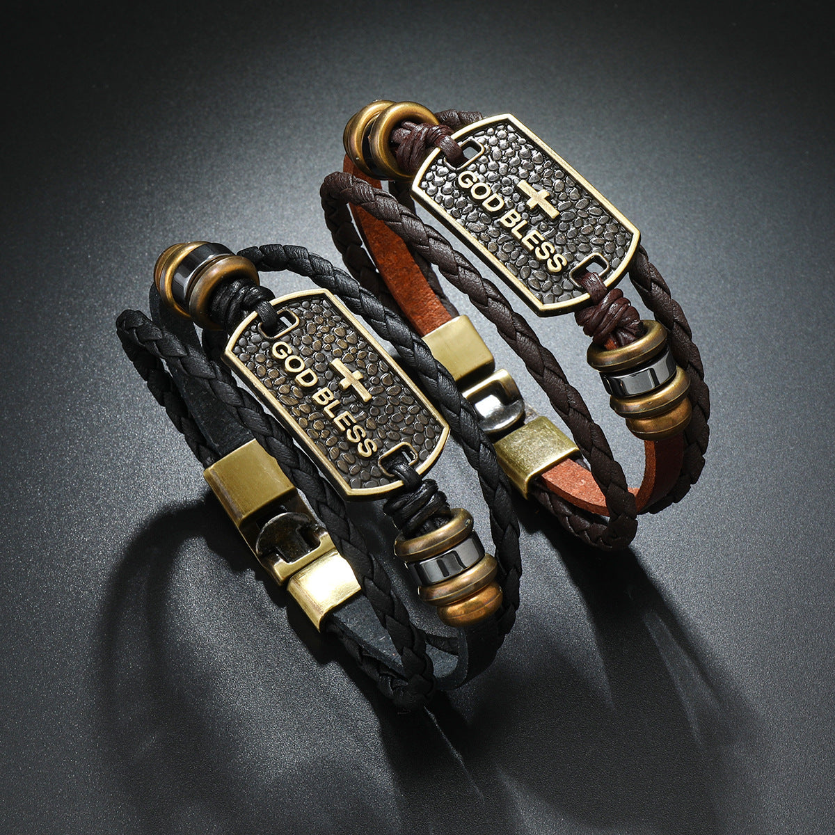 Men's Leather God Blessings Bracelet