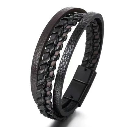 Magnet Leather Rope Hand Woven Bracelet