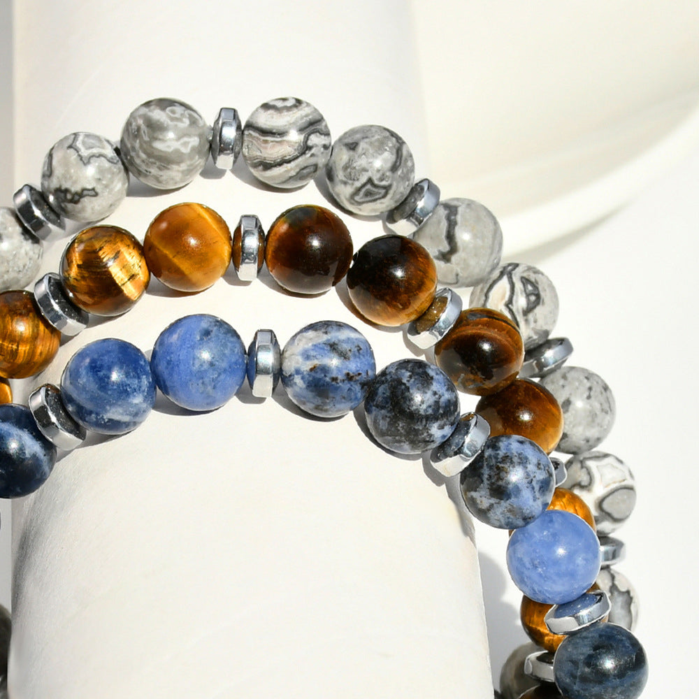 Chictango Blue Lace Agate Metal Beads Bracelets