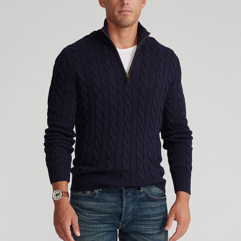 Solid Cable Knit Turtleneck Sweater