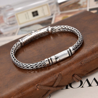 Heavy industry keel woven diamond inlaid bracelet