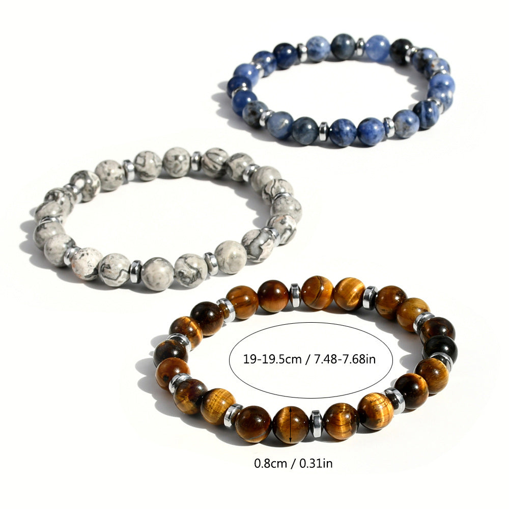 Chictango Blue Lace Agate Metal Beads Bracelets