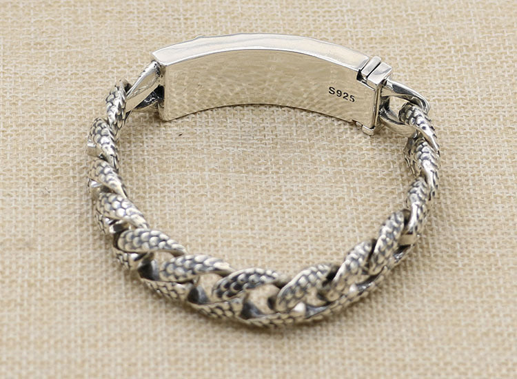 925 Silver European and American double ancient dragon bracelet