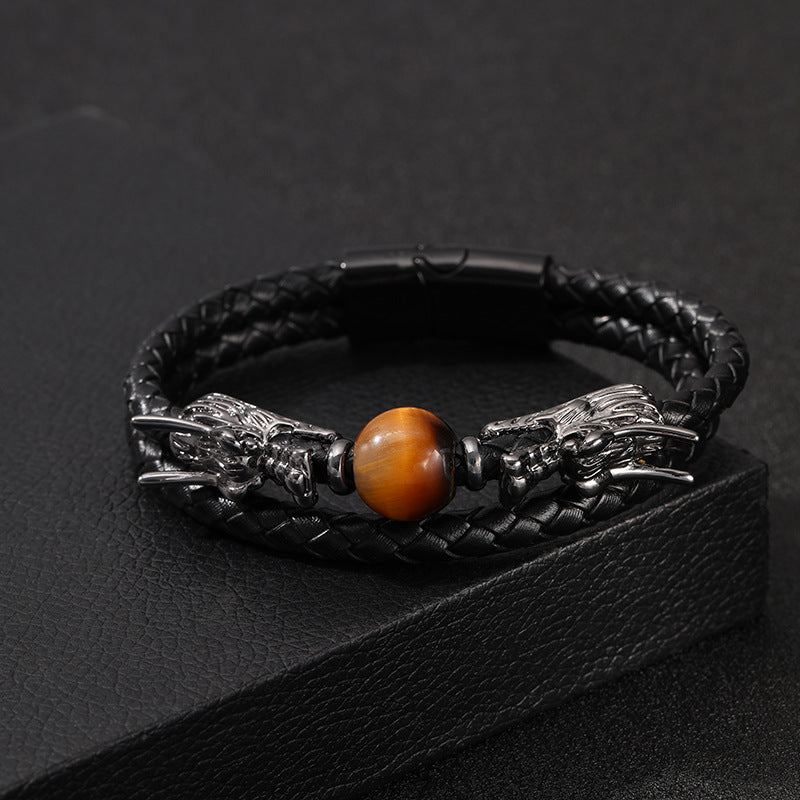Chinese Loong Personality Double-layer Hand Woven Bracelet